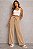 Calça Wide Leg Feminina Veludo Coletê Cintura Alta - Imagem 3