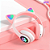 Fone De Ouvido Gatinho Bluetooth Infantil Led Menino Menina Cor: Rosa - Imagem 5