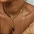 Colar - CHOKER GARGANTILHA MISTO COM PARTE EM ELOS LONGOS E PARTE EM BOLINHAS DE PEDRA ONIX COM PINGENTE LONGO EM ELOS E PEDRA OVAL ONIX 40+5CM 18K - Imagem 1