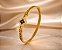 BRACELETE AÇO DOURADO 3 TREVO 4 FOLHAS C/ TREVO CE - Imagem 1