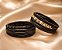 PULSEIRA MASCULINA COURO PRETA 4 CORDOES 2 TRANSS - Imagem 1