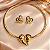 CONJ CHOKER ARO C PING CORAÇÃO ORGANICO E BRINCOS - Imagem 1