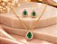 CONJUNTO COLAR E BRINCOS GOTA ZIRCONIA VERDE C/ BO - Imagem 1
