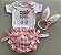 Kit Minha Primeira Páscoa Bebê 100% Algodão Body + Tapa Fralda com pompom + tiara - Fantasia Coelho Menina - Imagem 4
