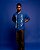 Camisa oversized em mescla de linho - Armorial - Azul - Imagem 4