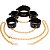Kit Restritor DOM Gold com Coleira, Algema e Tornozeleiras + Corrente - Imagem 1