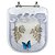 Assento Sanitário Poliester Quadra Decorado Branco Borboleta Azul - Imagem 1