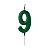 Vela Pequena Verde Glitter Número - 9 - Imagem 1