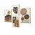 Kit 4 Quadros Decorativos Plantas Formas e Linhas Boho Moderno Sala e Cozinha Tons Terrosos, Marrom, Preto e Branco - Imagem 1
