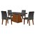 Conjunto de Mesa de Jantar com Tampo de Vidro Luna e 4 Cadeiras Grécia Linho Grafite - Imagem 1