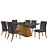 Conjunto Mesa Sala Jantar Luna Com Tampo Madeirado Com Vidro Canto Copo 180cm + 6 Cadeiras Athenas - Imagem 1
