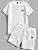 Manfinity Hypemode Conjunto masculino de malha lisa e casual com estampa, composto por camiseta de manga curta e shorts - Imagem 1