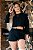 CONJUNTO  SHORTS E CROPPED MOLETOM - PRETO - Imagem 1