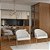 POLTRONA VIDEIRA BASE CHAMPAGNE LINHO RUSTICO CLARO - Imagem 5