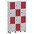 ROUPEIRO 12 PORTAS PEQUENAS CORPO CINZA 6 PORTAS VERMELHAS E 6 PORTAS CINZA - Imagem 2