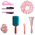 Kit 4 Escova de Cabelo: Raquete Fashion + Escova Polvo + Escova Mágica + Massageador Silicone + Espátula e Touca de Cetim - Imagem 2