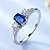 Anel solitário zircônia azul prata 925 com banho de ródio - Imagem 3