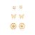 Kit brinco borboleta, flor e solitário banhado a ouro 18k com zircônias - tam.único 5272290006 - Imagem 1