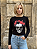 Cropped preto visco caveira frida manga longa - Imagem 1