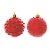 Bola de Natal com Ramos e Relevo Vermelho 10cm (Bolas) - 4 Peças - Imagem 1