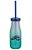 Garrafa de Vidro Degradê com Canudo (300ml) Azul - Imagem 1