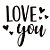 Lettering Transfer para Balão Love You Coraco G 32X28 cm - Imagem 1