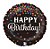 Balão Metalizado Holográfico Redondo Happy Birthday Confeteo 18" / 45 cm - Imagem 1