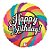 Balão Metalizado Holográfico Redondo Pirulito Happy Birthday 18" / 45cm - Imagem 1