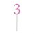 Topo de Bolo Espeto Número 3 Rosa - Imagem 1