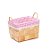 Cestinha de Vime xadrez Rosa Claro 16x10x12 - Imagem 1