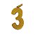 Vela Mini n° 3 Metalizado Ouro - Imagem 1