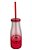 Garrafa De Vidro Degrade 300 Ml C/ Canudo Vermelho - Imagem 1