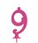 Vela Grande Rosa Número 9 - Imagem 1