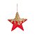 Estrela Veludo com Glitter Vermelho e Ouro 20cm - 3 Un - Imagem 1