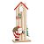 Casinha em Madeira Noel na Escada Cru e Vermelho e Verde Bandeira - Imagem 1