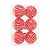 Bola de Natal Riscos Perola Vermelho e Branco 8cm - 6 Peças - Imagem 1