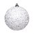 Bola de Natal Nevada com Glitter Branco 10cm - 4 Un - Imagem 1