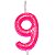 Vela Rosa Neon Número 9 - Imagem 1
