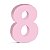 Número Decorativo de Madeira Nº 8 Rosa Claro 15 cm - 1 Un - Imagem 1