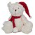Urso Pelucia com Gorro e Cachecol Branco e Vermelho 33cm - Imagem 1