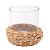Vaso de Vidro Base de Palha Incolor e Bege P - Imagem 1
