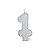 Vela Prateada Glitter 1 - Silver Plastic - 1 Un - Imagem 1