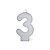 Vela Prateada Glitter 3 - Silver Plastic - 1 Un - Imagem 1