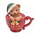 Decoração Urso Dentro Da Xícara Verde Amarelo e Marrom 8cm - 1 Un - Imagem 1