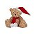Urso Pelúcia com Gorro/Cachecol Bege Vermelho Branco 33cm - 1 Un - Imagem 1