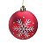 Bola Lisa com Floco de Neve Vermelho Branco 8cm - Jogo com 6 Peças - Imagem 1