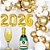 Kit Balão Ano Novo Metalizado 2026 Dourado com Taça e Garrafa - Imagem 1