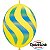 Balão Qualatex 12" - Q-Link Amarelo - Listras Onduladas Verdes E Azuis - 50 Un - Imagem 1