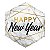 Balão Qualatex 20" - Hexagono - Happy New Year-Rectangles - 1 Un - Imagem 1