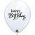 Balão Qualatex 11" - Redondo Branco - Happy Birthday - 50 Un - Imagem 1